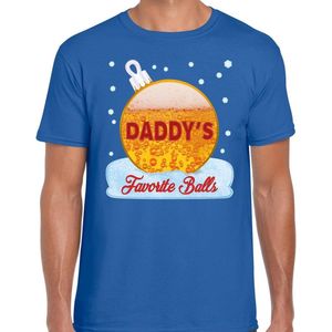 Fout Kerst shirt / t-shirt - Daddy his favorite balls - bier / biertje - drank -blauw voor heren - kerstkleding / kerst outfit M