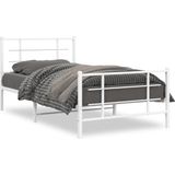 vidaXL-Bedframe-met-hoofd--en-voeteneinde-metaal-wit-100x190-cm