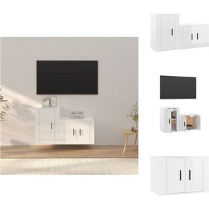 vidaXL Televisiekastenset - Houten TV-meubel - Hoogglans wit - 57 x 34.5 x 40 cm en 40 x 34.5 x 60 cm - Kast