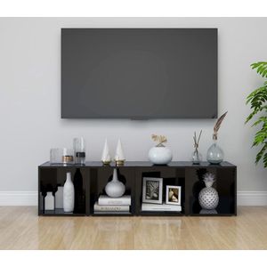 The Living Store TV-Meubelset - Spaanplaat - 37 x 35 x 37 cm - Hoogglans zwart