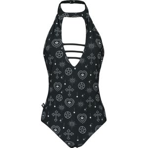 Gothicana Zwart halternek zwempak met clipsluiting Vrouwen - XL