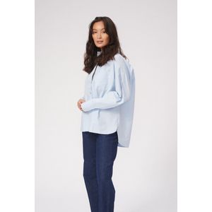 Relaxed Shirt - Dames Relaxed Overhemd - Lichtblauw - Relaxed Fit