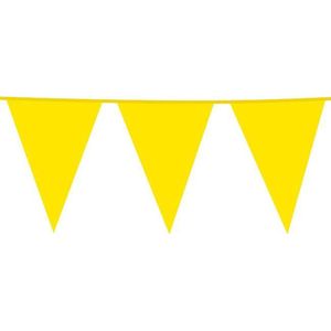 Wefiesta - Vlaggenlijn - Slinger - Vlaggetjes lijn - 10 Meter - XXL vlaggen - 30cm breed - 45cm hoog - Plastic - Geel - Binnen - Buiten - Versiering - Feest.