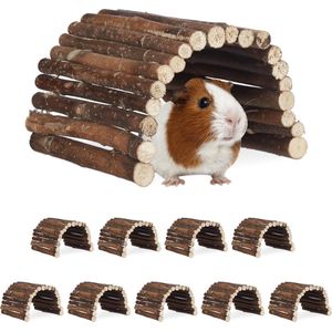 Relaxdays 10x loopbrug hout - hamsterbrug - knaagdieren - brug - tunnel - natuurlijk