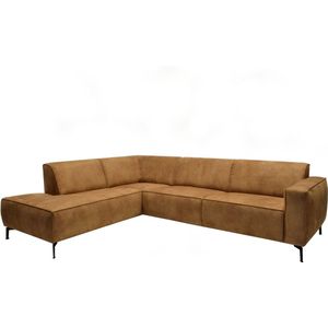 Dimehouse Industriële hoekbank Brisbane cognac links leer - Ecoleer - Industrieel - 275 x 210 x 77 cm