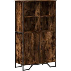 vidaXL - Hoge - kast - 79,5x35,5x137,5 - cm - bewerkt - hout - gerookt - eikenkleurig