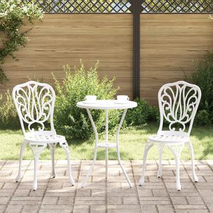 vidaXL - 3-delige - Bistro - Set - voor - in - de - Tuin - - - Witte - Gietaluminium