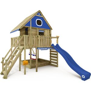Wickey Smart LakeHouse - Huisje op palen voor de tuin met schommel en blauwe glijbaan