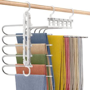 Broekhangers, 5 niveaus, 2 stuks, metalen kleerhangers voor sjaals, broeken, stropdassen, handdoeken, kleding, ruimtebesparende broekstandaard voor kledingkast, kledingwinkel, balkon, grijs