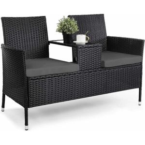 Gran Vida® - Tuinmeubilair Buitenstoelen Set - Comfortabele Zitruimte voor Twee - Modern Design met Glazen Tafel - Weerbestendig