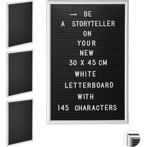 Relaxdays 4x letterbord 30x45 - decoratie - letter board - bord voor letters - wit
