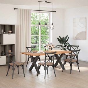 vidaXL Eettafel - Eettafels - Eetkamertafel - Keukentafel - Eettafel met natuurlijke rand massief eikenhout rechthoekig