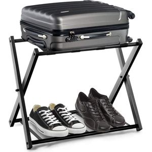 Inklapbaar bagagerek, kofferrek met extra legplank, kofferbok, kofferkruk van metaal, kofferopslag voor reistassen en bagage, voor hotel/logeerkamer