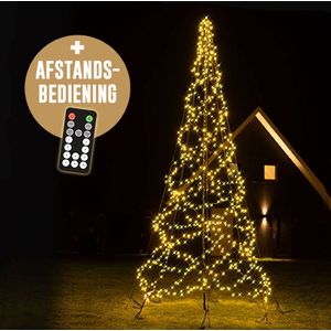 Lumedi - Kerstboom - Vlaggenmast Verlichting - 4 meter incl. mast - 640 Warm Wit Led Lampjes - Afstandsbediening - Voor Buiten