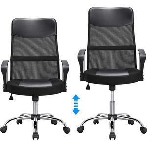 Bureaustoel, ergonomische bureaustoel, ademende bureaudraaistoel, computerstoel met hoge rugleuning van mesh, bureaustoel, kantelfunctie, managersstoel, belastbaar tot 135 kg