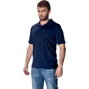 Mewa- Poloshirt vegan zijde- donkerblauw S