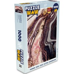 Puzzel Marmer - Roze - Goud - Glitter - Marmerlook - Legpuzzel - Puzzel 1000 stukjes volwassenen