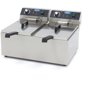 Maxima Frituurpan 2x 11 L - 2 Manden - tot 2,8 Kg Frites - Friteuse - Dubbele Horeca Frituur Pan - RVS - Professioneel - 22 Liter