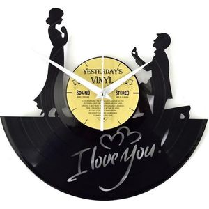 Vinyl klok Huwelijksaanzoek - I Love You LP Klok - 27 CM - Met geschenkverpakking
