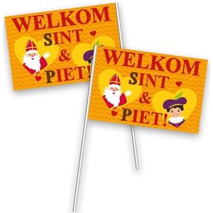 Voordeelset 150x welkom Sint en Piet zwaaivlaggetjes - sinterklaas vlaggetjes