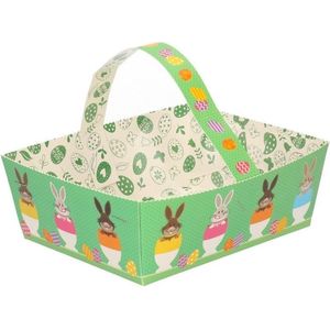20x Paaseieren mandjes papier groen - 16 x 14 x 5,5 cm - Paaseitjes zoeken - Pasen - Paasversiering / Paasdecoratie