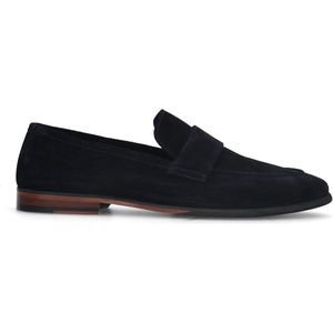 Manfield - Heren - Blauwe suède loafers - Maat 46