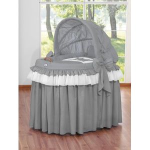 Overtrekset 4-delig voor Moses Basket Rieten wieg met kap - Kleine Prins antraciet