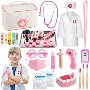 Dokterskoffer speelgoed - Roze Dokterskoffer voor Kinderen - 32-delige Medische Speelset voor Rollenspellen - Educatief Imitatiespeelgoed - Ideaal voor 3-8 jarigen -