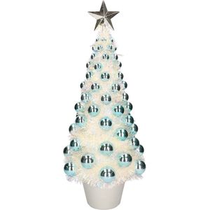 Complete kunstkerstboom met lichtjes en ballen blauw - Kerstversiering - Kerstbomen - Kerstaccessoires - Kerstverlichting