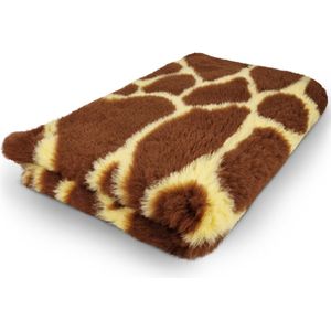 Vetbed Giraffe - Bruin en Geel - Antislip Hondenmat - 2 Stuks - 75 x 50 cm - Benchmat - Hondenkleed - Voor Honden - Machine Wasbaar - Droogloopmat