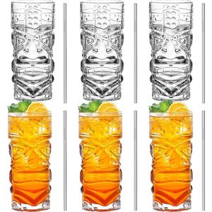 Heldere Tiki-glazenset van 170-400 ml moderne bar Tiki-cocktailglas, perfect voor exotische cocktails Mai Tai Hawaiiaanse cocktails tropisch eiland drinkgereiset