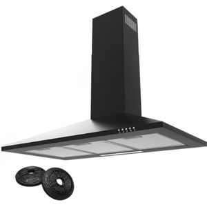 Afzuigkap 90 cm zwart - Schuine Afzuigkap 90 cm met energieklasse A++ - Recirculatie Afzuigkap voor stille werking