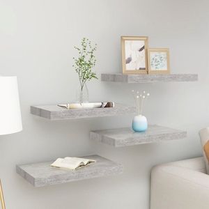 The Living Store Wandschappen - Betongrijs - 40 x 23 x 3.8 cm - Honingraat MDF en metaal