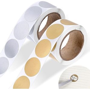 600 Pcs 1 Inch Gold and Silver Round Scratch Stickers Self Adhesive Labels for Lottery Tickets DIY Making