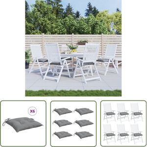 vidaXL Stoelkussens 6 st 40x40x7 cm grijs Stoelkussens - Outdoor Kussens - Tuinkussens - Balkon Kussens - Lounge Kussens