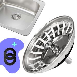 Afvoerplug RVS voor Spoelbak Keuken - Gootsteenstop voor Afvoer Wasbak - Afvoerstopper Korfplug Zeef - 82mm