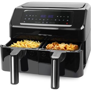Emerio AF-130376.1 - dubbele digitale heteluchtfriteuse, Frituren zonder extra olie, 2 x 3.6 liter inhoud, 11 automatische programma's, Cool Touch, BPA-vrij, snel opwarmen, 2400 watt