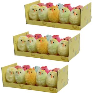 Decoris paaskuikentjes met bloem - 30x stuks - 5 cm