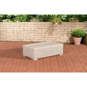 Loungetafel deluxe - Tuintafel rotan wicker - Eettafel - Buitentafel - Tuinmeubelen - Salontafel - Creme - 110cm