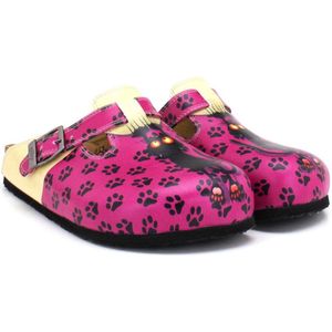 Goby - Pink Panther Dames Clogs - Handgemaakt - Kattenprint - Maat 36
