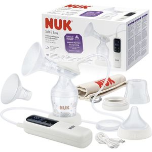 NUK elektrische borstpomp set - soft & easy - met accu - individuele programma's - low noice - soepele silicone