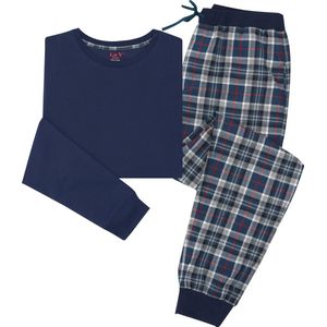 La-V pyjama sets voor heren met flanel joggingbroek Donkerblauw XXL (Valt klein)