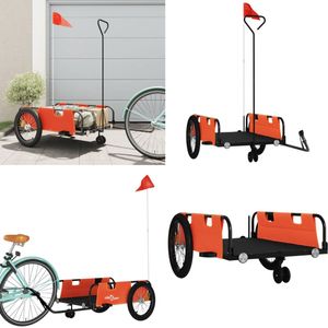 vidaXL Fietstrailer oxford stof en ijzer oranje en zwart - Fietstrailer - Fietstrailers - Fiets Trailer - Fiets Duwkar