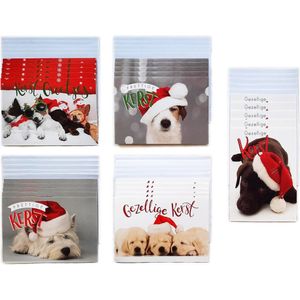 Kerstkaarten – 25 Stuks - Dieren - Prettige Kerst – 10 x 14 cm – K-180