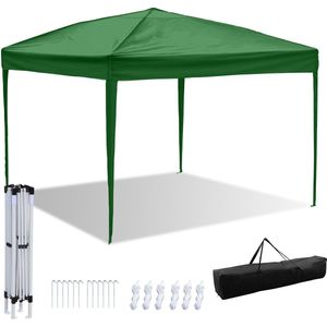 Partytent Voor tuin en camping Paviljoen Opvouwbaar UV-bescherming Zonder zijwanden 3x3m Groen