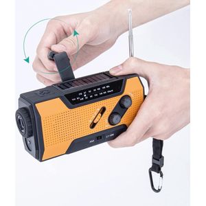 Noodradio - Radio op batterijen - Oplaadbare radio - SOS Alarm - Oplaadbaar via Batterij, Zon, USB en Opwinden - Powerbank - Zaklamp - AM/FM - Zakradio - USB C kabel - Emergency radio - Survival radio