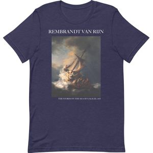 Rembrandt van Rijn 'De Storm op het Meer van Galilea' (""The Storm on the Sea of Galilee"") Beroemd Schilderij T-Shirt | Unisex Klassiek Kunst T-shirt | Heather Midnight Navy | XL