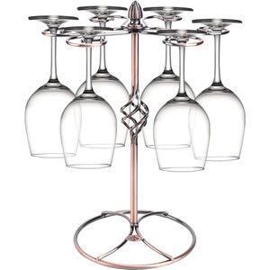 Rechtopstaande Bekerhouder - Wijnglashouder met 6 Haken - Luchtdroogrek Elegant - Aanrecht Wijnglazen Displayrek - Bar Thuisopslag - Brons