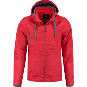 L&S jacket contrast unisex rood/parel grijs - XS