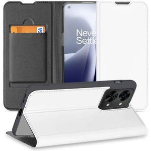 Hoesje OnePlus Nord 2T Bookcase Wit met Pashouder en Standaard